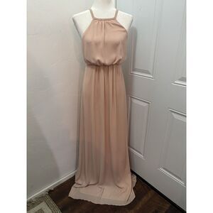 Show Me Your Mumu Dress Womens Medium Amanda Maxi Dusty Pink Halter Bridesmaid‎